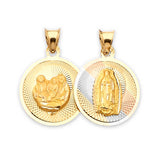 Guadalupe Double-Sided Pendant in 14K Tri-Color Gold