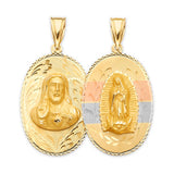Guadalupe Double-Sided Pendant in 14K Tri-Color Gold