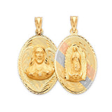 Guadalupe Double-Sided Pendant in 14K Tri-Color Gold