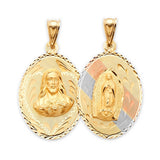 Guadalupe Double-Sided Pendant in 14K Tri-Color Gold