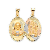 Guadalupe Double-Sided Pendant in 14K Tri-Color Gold