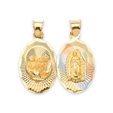 Guadalupe Double-Sided Pendant in 14K Tri-Color Gold