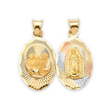 Guadalupe Double-Sided Pendant in 14K Tri-Color Gold