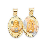 Guadalupe Double-Sided Pendant in 14K Tri-Color Gold