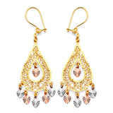 Chandelier Earrings in 14K Tri-Color Gold