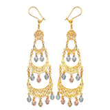 Chandelier Earrings in 14K Tri-Color Gold