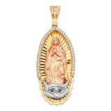 White CZ Guadalupe Pendant in 14K Tri-Color Gold
