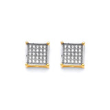 Stud Earrings with White CZ in 14K Two-Tone Gold and Butterfly Backing