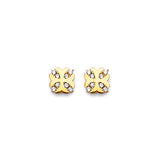 Cross Stud Earrings with White CZ in 14K Gold and Butterfly Backing