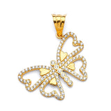 White CZ Butterfly Ladies Pendant in 14K Gold