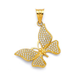 White CZ Butterfly Ladies Pendant in 14K Gold