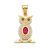 Multi-Color CZ Bird Ladies Pendant in 14K Gold