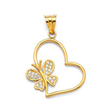 White CZ Butterfly Ladies Pendant in 14K Gold