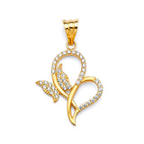 White CZ Butterfly Ladies Pendant in 14K Gold