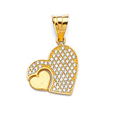 White CZ Heart Ladies Pendant in 14K Gold