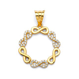 White CZ Ribbon Ladies Pendant in 14K Gold