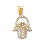 White CZ Eye Ladies Pendant in 14K Gold
