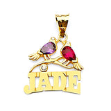 Multi-Color CZ Bird Personalized Ladies Pendant in 14K Gold
