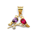 Multi-Color CZ Bird Ladies Pendant in 14K Gold