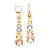 Dangling Earrings in 14K Tri-Color Gold