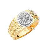 White CZ Micro-Pave Mens Ring in 14K Two-Tone Gold