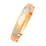 Adjustable 5"-6" Heart Girls Bangle in 14K Tri-Color Gold