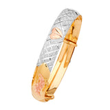 Adjustable 5"-6" Heart Girls Bangle in 14K Tri-Color Gold