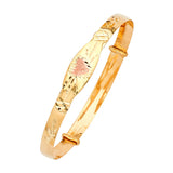 Adjustable 5"-6" Heart Girls Bangle in 14K Two-Tone Gold