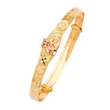 Adjustable 5"-6" Bear Girls Bangle in 14K Two-Tone Gold