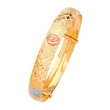 Adjustable 5"-6" Guadalupe Girls Bangle in 14K Tri-Color Gold
