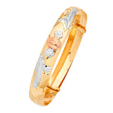 Adjustable 5"-6" Guadalupe Girls Bangle in 14K Tri-Color Gold