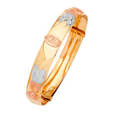 Adjustable 5"-6" Guadalupe Girls Bangle in 14K Tri-Color Gold