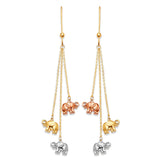 Elephant Tassel Earrings in 14K Tri-Color Gold