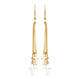 Cross Drop Earrings in 14K Tri-Color Gold
