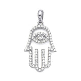 White CZ Eye Ladies Pendant in 14K White Gold