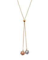Adjustable 16.5"-18" Flower Charm Necklace in 14K Tri-Color Gold