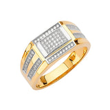 White CZ Micro-Pave Mens Ring in 14K Two-Tone Gold