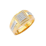 White CZ Micro-Pave Mens Ring in 14K Two-Tone Gold