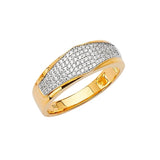 White CZ Micro-Pave Mens Ring in 14K Two-Tone Gold