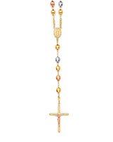 30'' Crucifix Five-Decade Rosary Necklace in 14K Tri-Color Gold