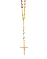 26'' Crucifix Five-Decade Rosary Necklace in 14K Tri-Color Gold