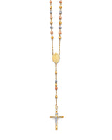 20'' Crucifix Five-Decade Rosary Necklace in 14K Tri-Color Gold