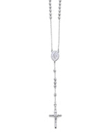 26'' Crucifix Five-Decade Rosary Necklace in 14K White Gold