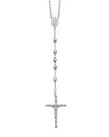 28'' Crucifix Five-Decade Rosary Necklace in 14K White Gold