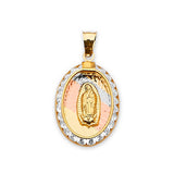 White CZ Guadalupe Pendant in 14K Tri-Color Gold