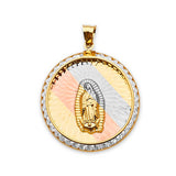 White CZ Guadalupe Pendant in 14K Tri-Color Gold