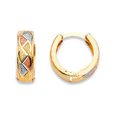 Huggie Earrings in 14K Tri-Color Gold