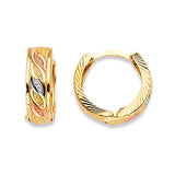 Huggie Earrings in 14K Tri-Color Gold