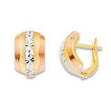 Huggie Earrings in 14K Tri-Color Gold