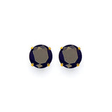 Solitaire Stud Earrings with Black CZ in 14K Gold and Screw Backing